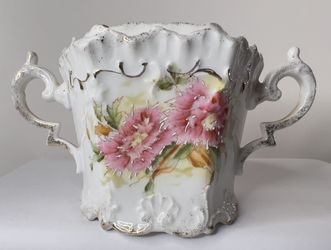 Antique RS Prussia Porcelain Sugar Bowl Hand Painted. No Lid.