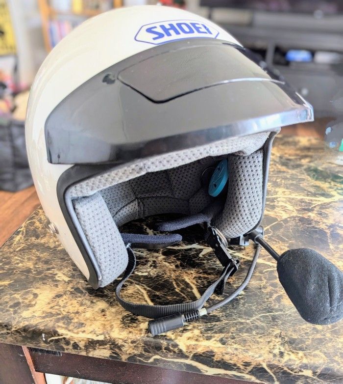 Shoei Motorcycle Helmet- Vintage F1 Helmet With Visor and Microphone
