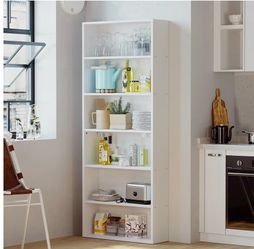6 Tier White Bookshelf