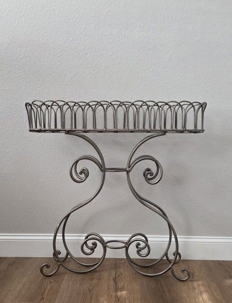 Vtg Antique Gold French Country Style Wrought Iron Plant Stand
