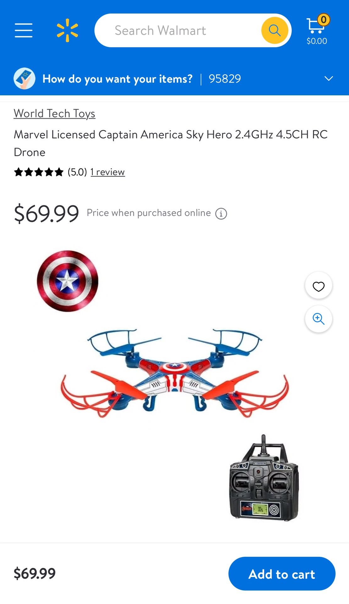 Marvel Licensed Captain America Sky Hero 2.4GHz 4.5CH RC Drone $40