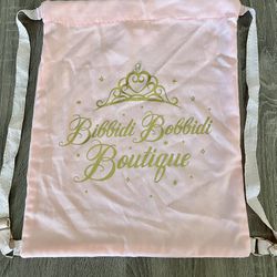 Disney Parks Bibbidi Bobbidi Boutique Pink/Peach colored soft drawstring Backpack 