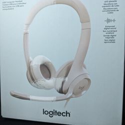 New -Logitech H390 Over-Head Comfort USB Headset Noise-Canceling Microphone Pink