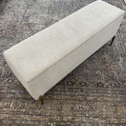 Boucle Storage Bench With Gold Legs
