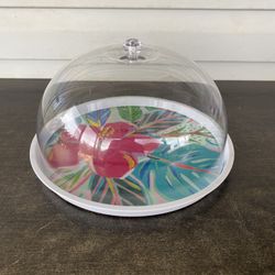 Mainstays Acrylic Dome Cover Melamine Food Serve Plate Cake Tray Set