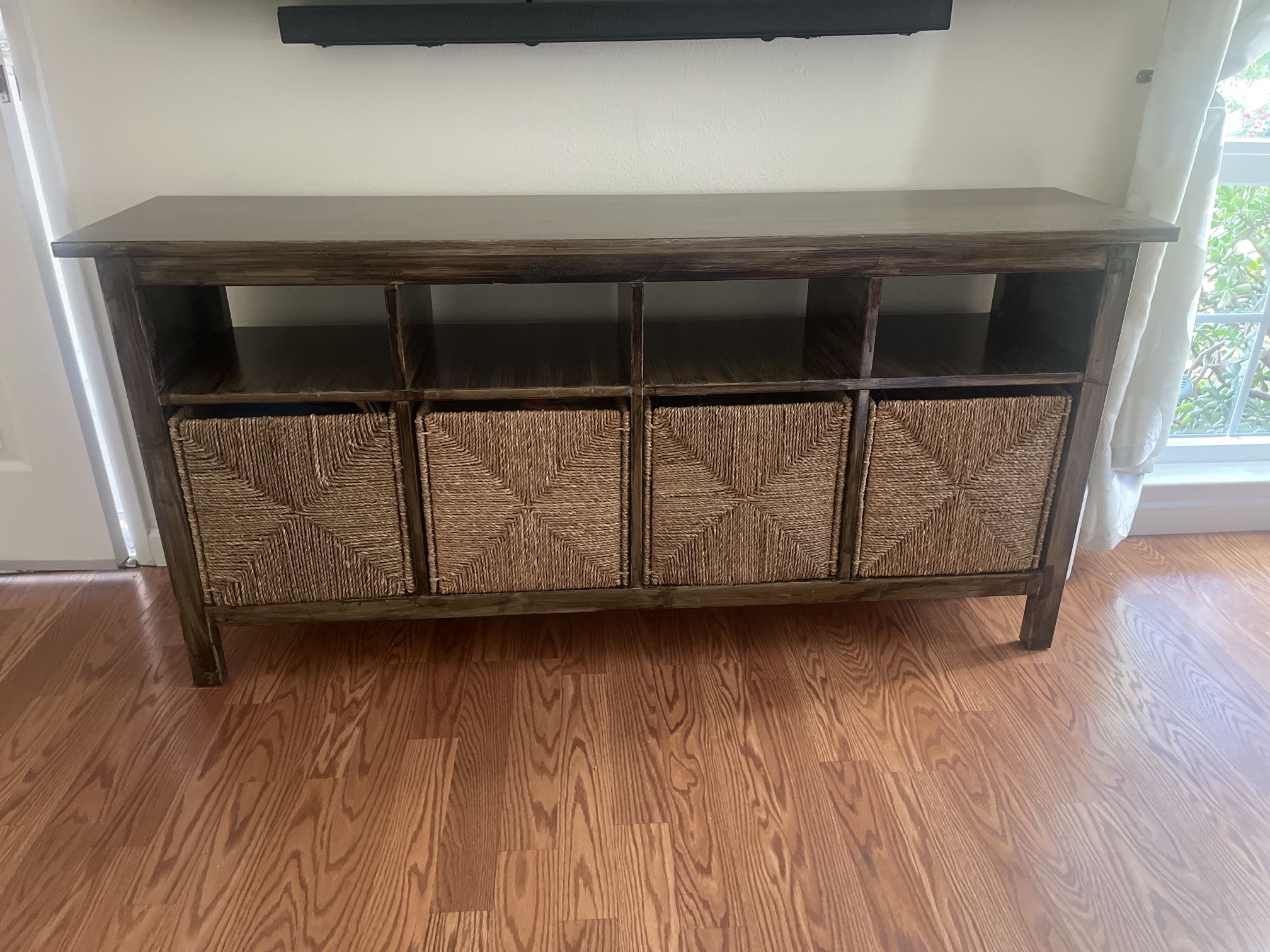 Wooden Storage Console with Baskets