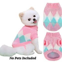 Shatuoa Dog Knitted Sweater Warm Soft Pet  Clothes,pink