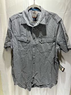 NWT 5.11 Tactical Shirt Men L Gray Solid Short Sleeve Button Up