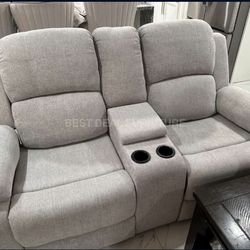 Gray Reclining Couch 3-Pc Set — Sofa • Loveseat • Chair