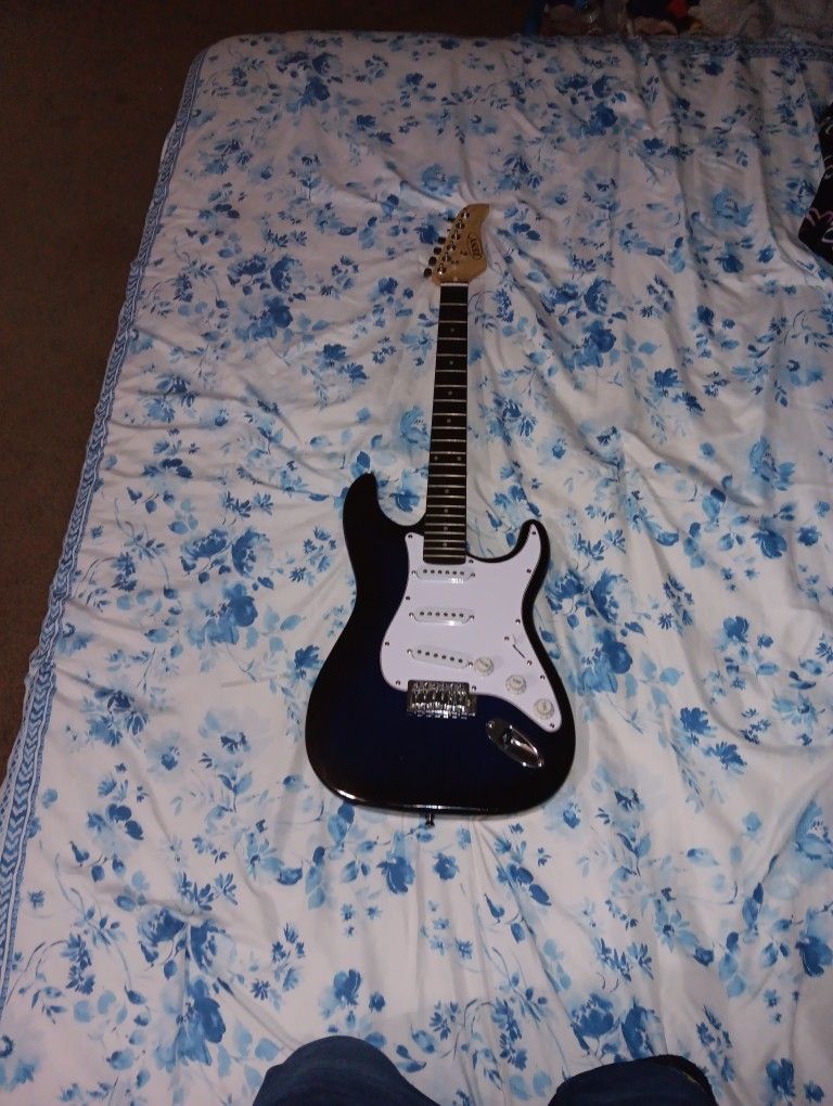 Used Black And Blue Stratocaster Body Guitar