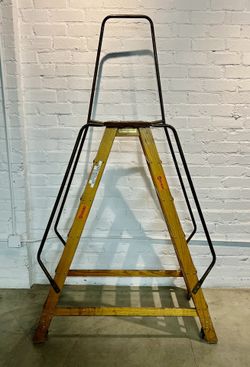 Mid- Century Retail Oak Library Ladder