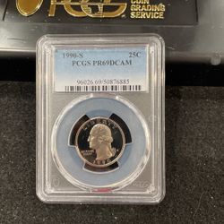 1990 S Gem Proof Washington Quarter Graded At PR69 With A Deep Cameo C-7