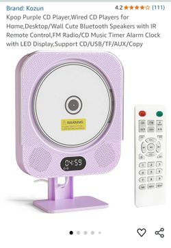 Purple CD Player,Wired CD Players for Home,Desktop/Wall