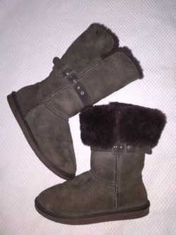 EMU Australia Brown Mid Calf Sheepskin Suede Fur Women's Boots Size 9