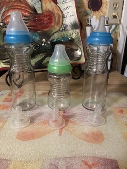 3 Glass Baby Bottles