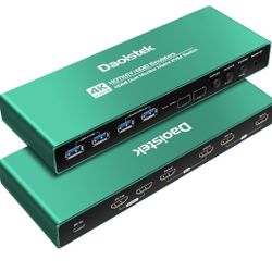 New HDMI KVM Switch 2 Monitors 2 Computers 4K 60Hz 2K 144Hz EDID Emulator USB3.0