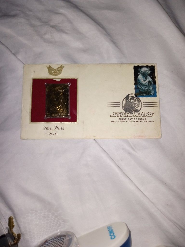 Star Wars Yoda 22 Kt Gold Stamp 2007 1st Day Issue Usps