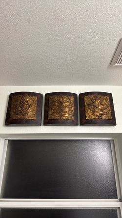 Set of 3 Leaf Wall Art Plaques