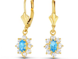 14K Pure Yellow Gold Birthstone Leverback Earrings