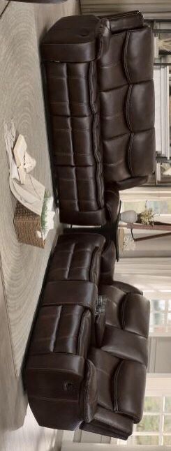 Bastrop Brown Leather Gel Reclining Living Room Set -Sofa and Loveseat
