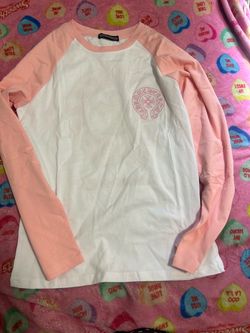 Pink and white chrome heart raglan tee