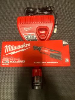 New Milwaukee M12 3/8 Ratchet, 2AH Battery, and Charger