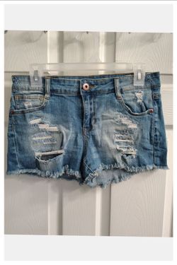 'Royal Blue Shorts' Mid-Rise Extreme Distressed Look Frayed Hem Shorts - Juniors 5