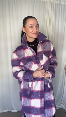 Oversized Plaid Shacket Coat – Size M