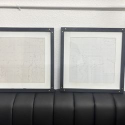 Framed Wall Art Cartography Map Sketches
