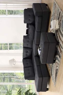 Heights Charcoal Gray Reversible Sectional with Storage Ottoman