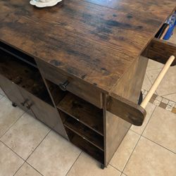 Wood Island Table + Tall Chairs