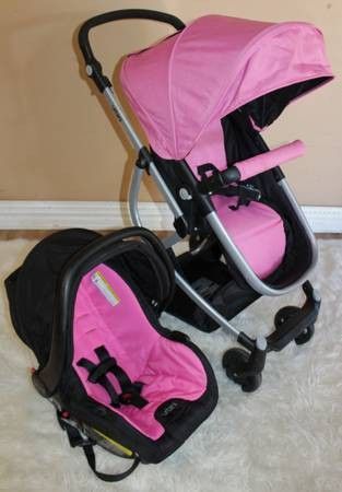 URBINI OMNI 3-in-1 STROLLER BASSINET CAR SEAT PINK