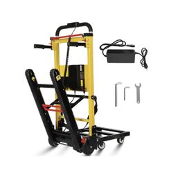 Electric Stair Climbing Dolly, Heavy Duty, Powered Stair Climber Dolly Cart with 6 Wheels Motor Powered for Furniture Logistics Warehouse, Black & Yel