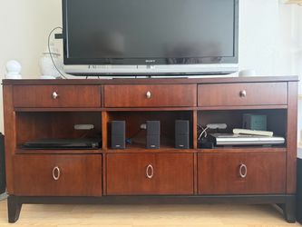 Wood TV Stand Media Console with Storage