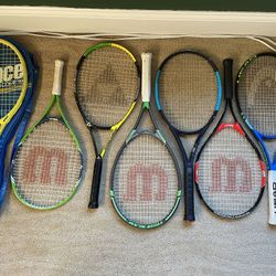 Lot Of 7 Tennis Rackets - Prince, Wilson, HEAD, Fischer