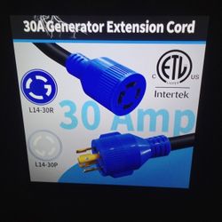 New 30 Amp Generator Extension Cord 15' 4 Prong 125/250v