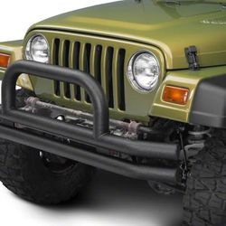 Black Double Tube Front Bumper with Hoop for Jeep Wrangler 76 - 06