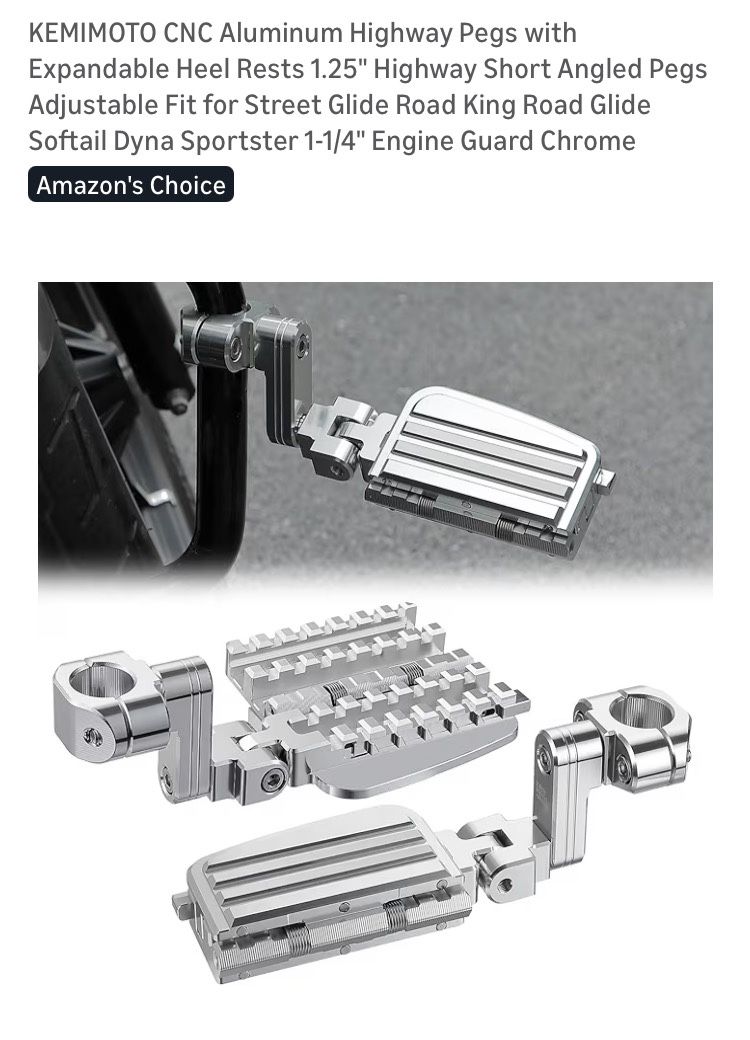 Aluminum Highway Pegs W/ Expandable Heel Rest