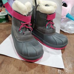Cat And Jack Leather Kids Snow Boots Size 12 Hot Pink. Excellent Condtion