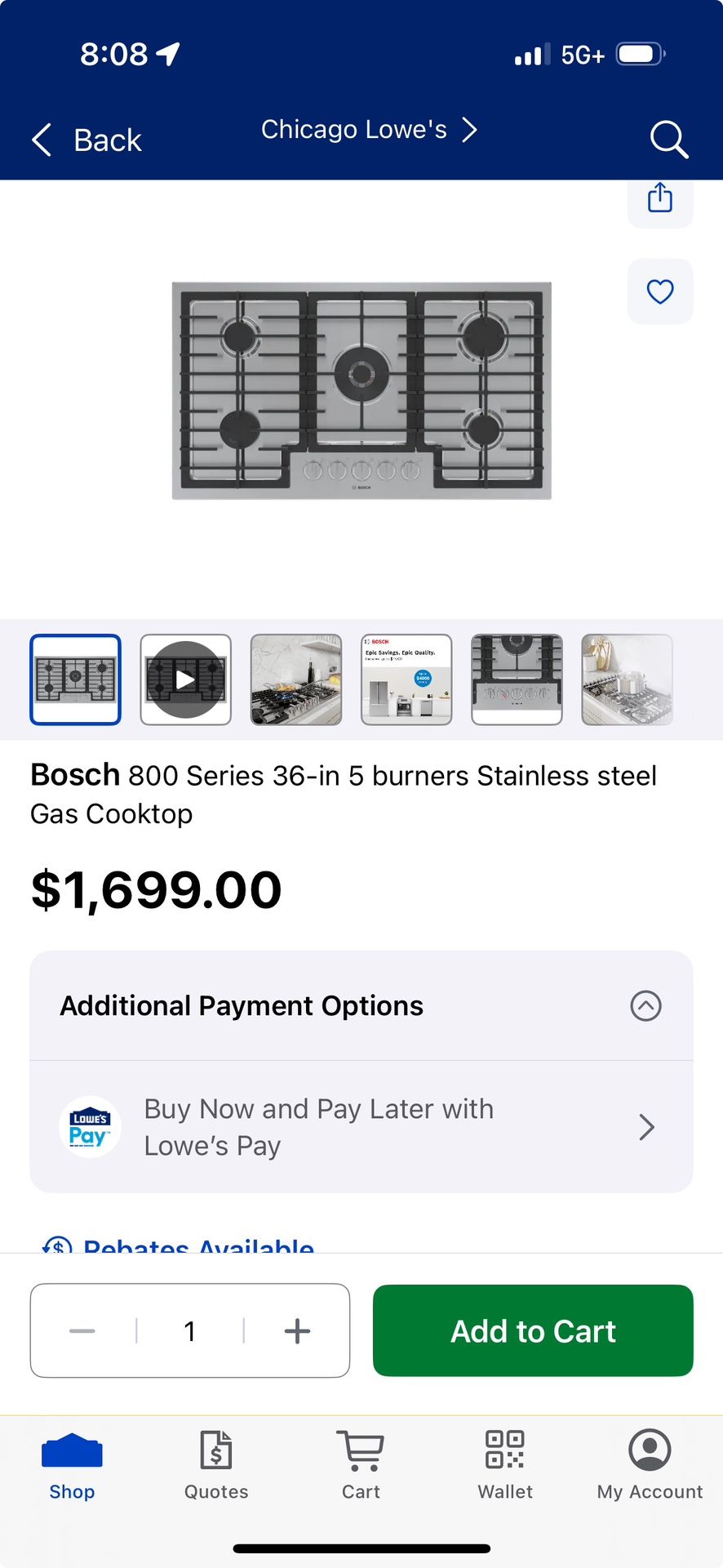 Bosh 36 Inch Cooktop