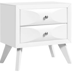 Nightstand with 2 Drawers, Almost Fully-Assembled Nightstand Large Bedside Table with Solid Wood Legs and Storage, Modern Side Table for Bedroom, 24.5