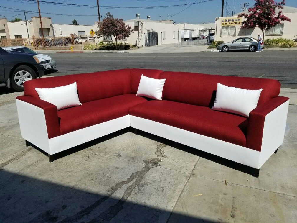 NEW 7X9FT CASSANDRA WINE FABRIC COMBO SECTIONAL COUCHES