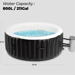 Hot tub spa 4 Person 71'' Inflatable Hot Tub Spa Capacity 800L, Outdoor Portable Hottub with 138 Jets with Control Panel, Insulated Tub Cover, Tempera