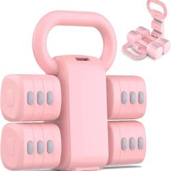 Nimsqury 2-in-1 Adjustable Dumbbell Set, Upgraded 5 Levels Heavier Hand Weights for Women Men, Each 2.2/3.3/4.4/5.5/6.6lb