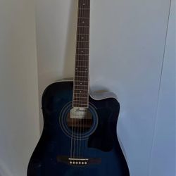 Blue Ibanez Acoustic-Electric Guitar – Plays Great – Small Cosmetic Flaw