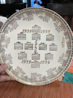 Vintage 1959 Calendar Plate