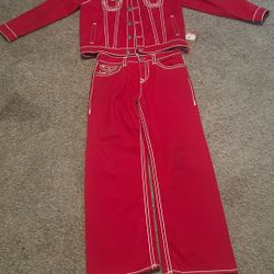 Red True Religion Denim Outfit