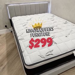 Queen Size Bed Frame With Pillow Top Mattress Included 