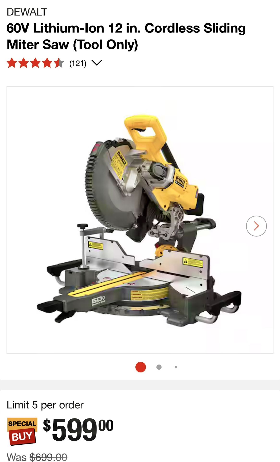 12" Dewalt 60v bevel sliding saw Kit
