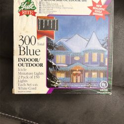 Yule Rite 300-count blue icicle miniature lights for indoor and outdoor use. 